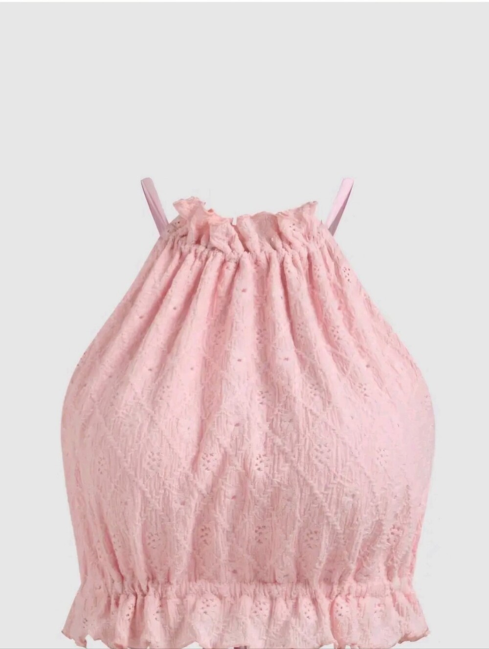 Cider Halter Solid Knotted Crop Top & Low Rise Lettuce Trim Solid Short Set - Picture 7 of 9